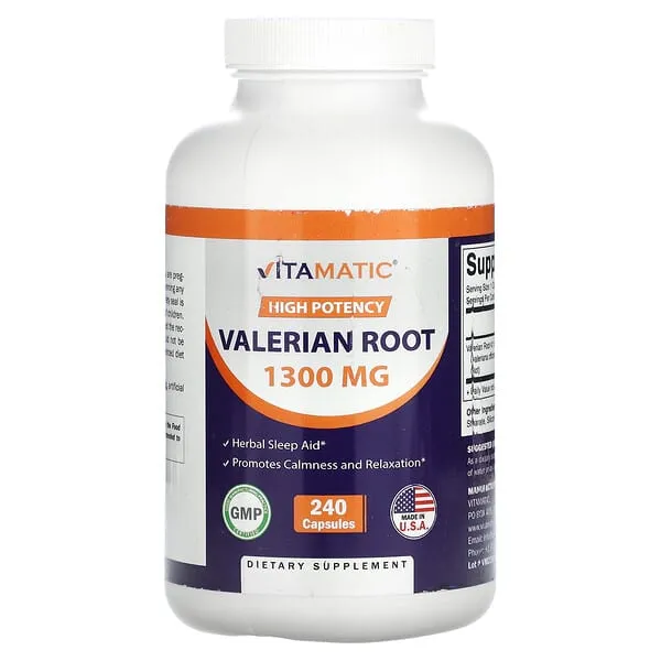 Vitamatic Valerian Root 5000 mg Equivalent per Capsule - 240 Capsules - 20X Concentrated Extract from 20:1 250mg - Herbal Sleep Aid