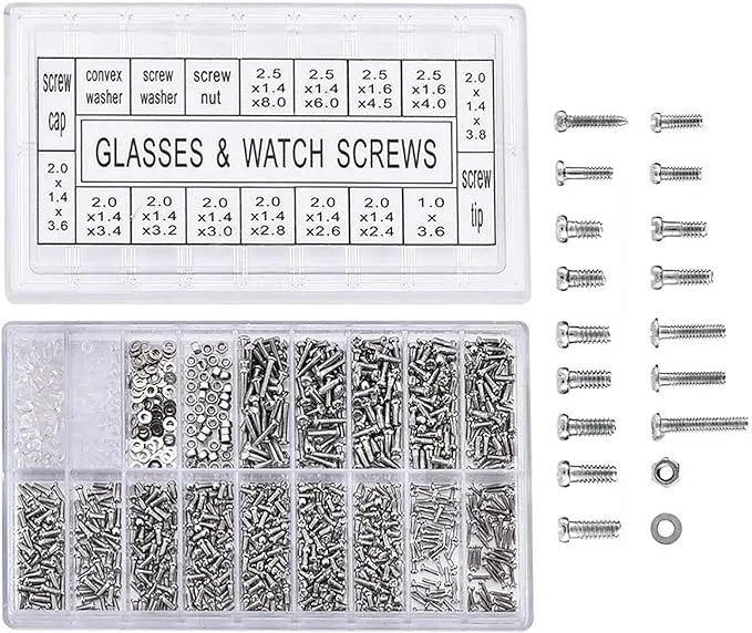 Stainless Steel Glasses Screws, Eyeglass Sunglass Screws Repair Kit, Small Tiny Screws Nut Washer Assortment,for Spectacles Watch(1000 Pcs)