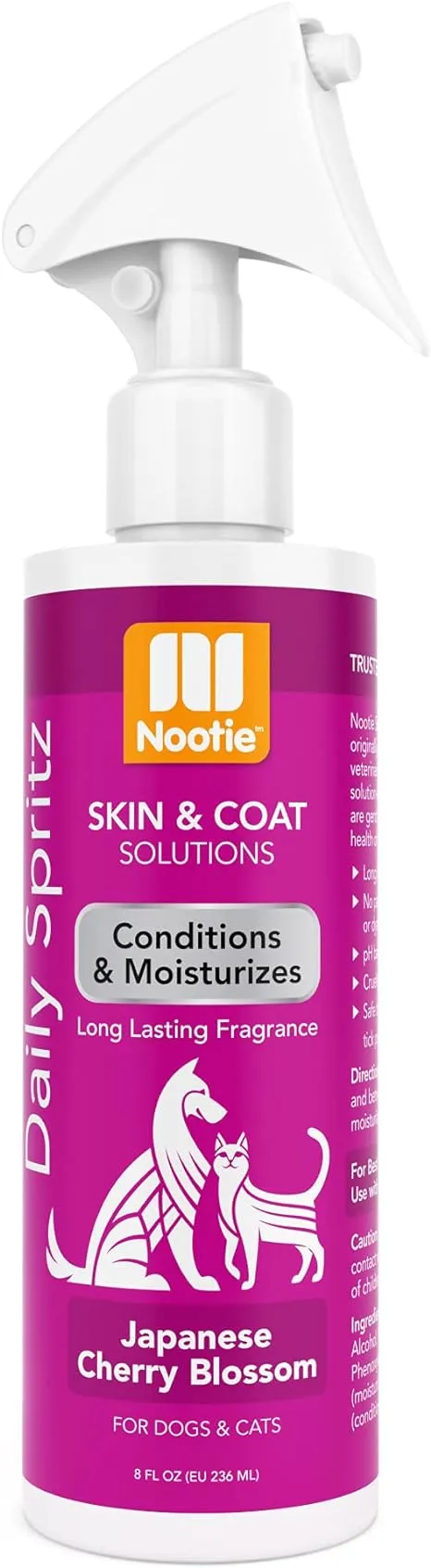 Nootie Japanese Cherry Blossom Daily Spritz for Dogs and Cats - Conditions and Moisturizes Fur, Long Lasting Pet Spray - 8oz