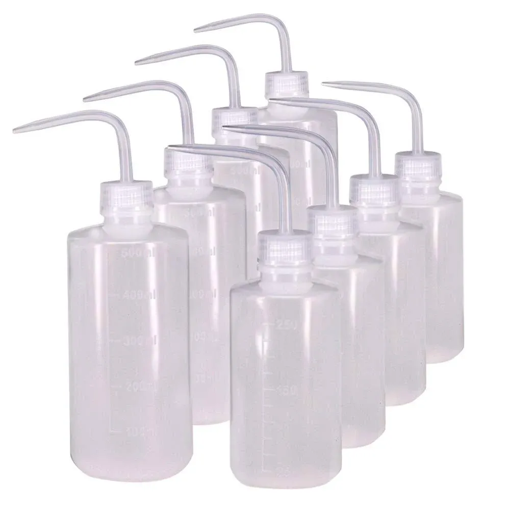 250ml+500ml Plastic Safety Wash Bottle, Plastic Squeeze Bottle Narrow Mouth, 8 Pack (Each Size 4)