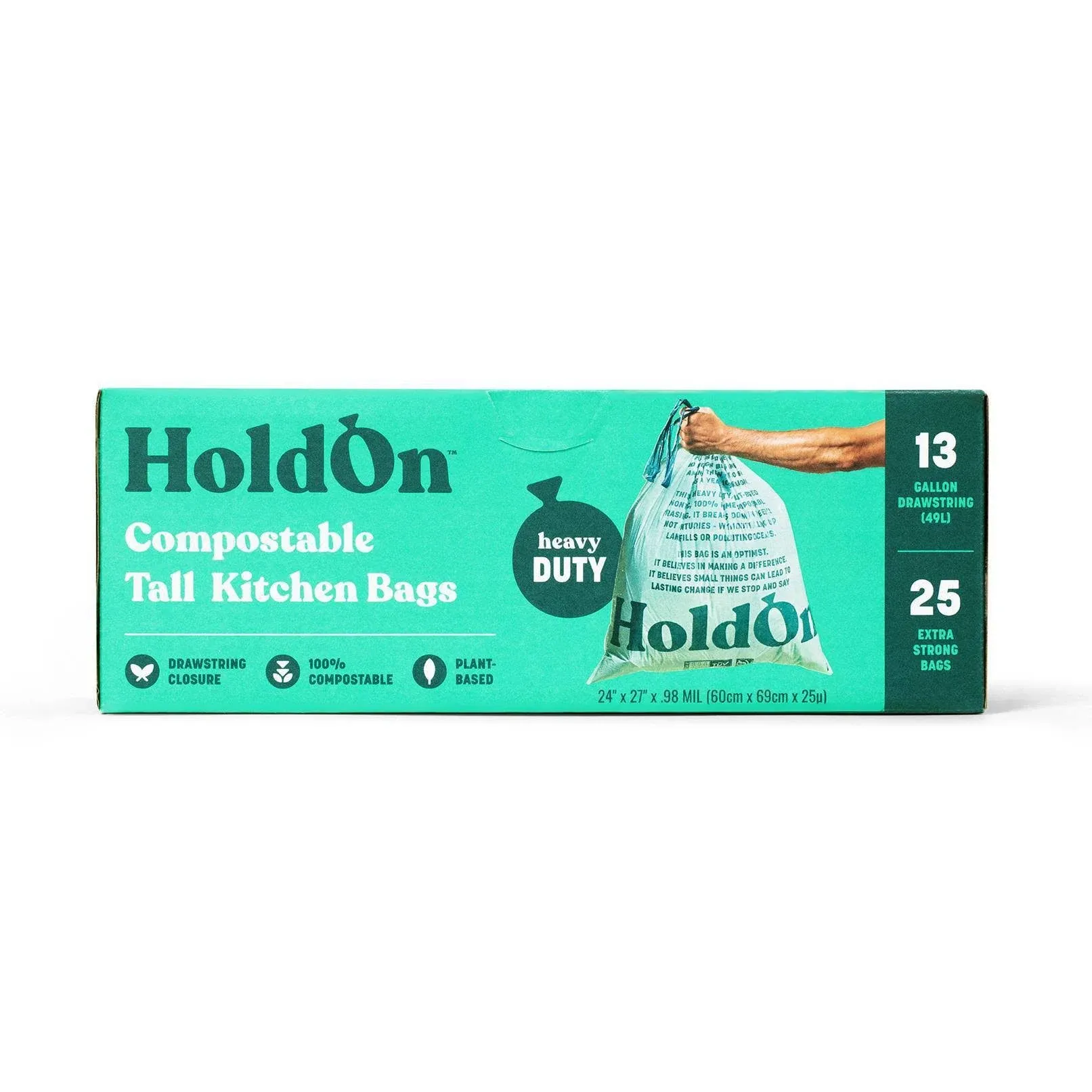 Holdon Bags Compostable Tall Kitchen Trash Bags - 13 Gallon/25ct