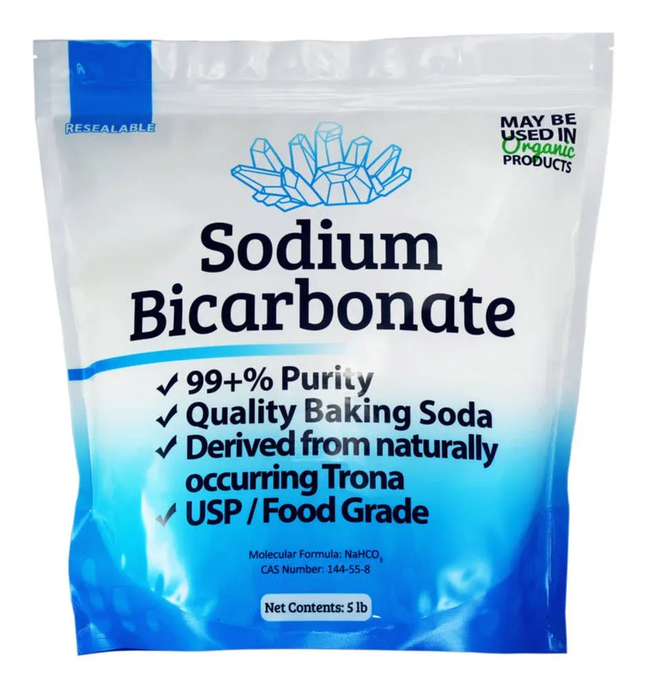 Sodium Bicarbonate Powder, 5 lb Organic Food Grade Ormi Listed Pure Baking Soda, Size: 5 lb Bag