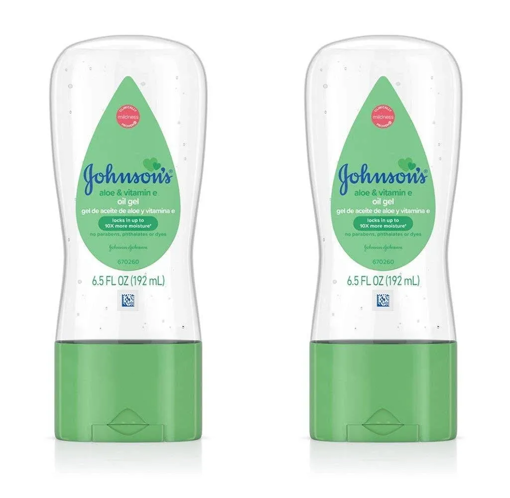 Johnson's Baby Gel Oil with Aloe & Vitamin E, 6.5 Ounces (Pack of 2)