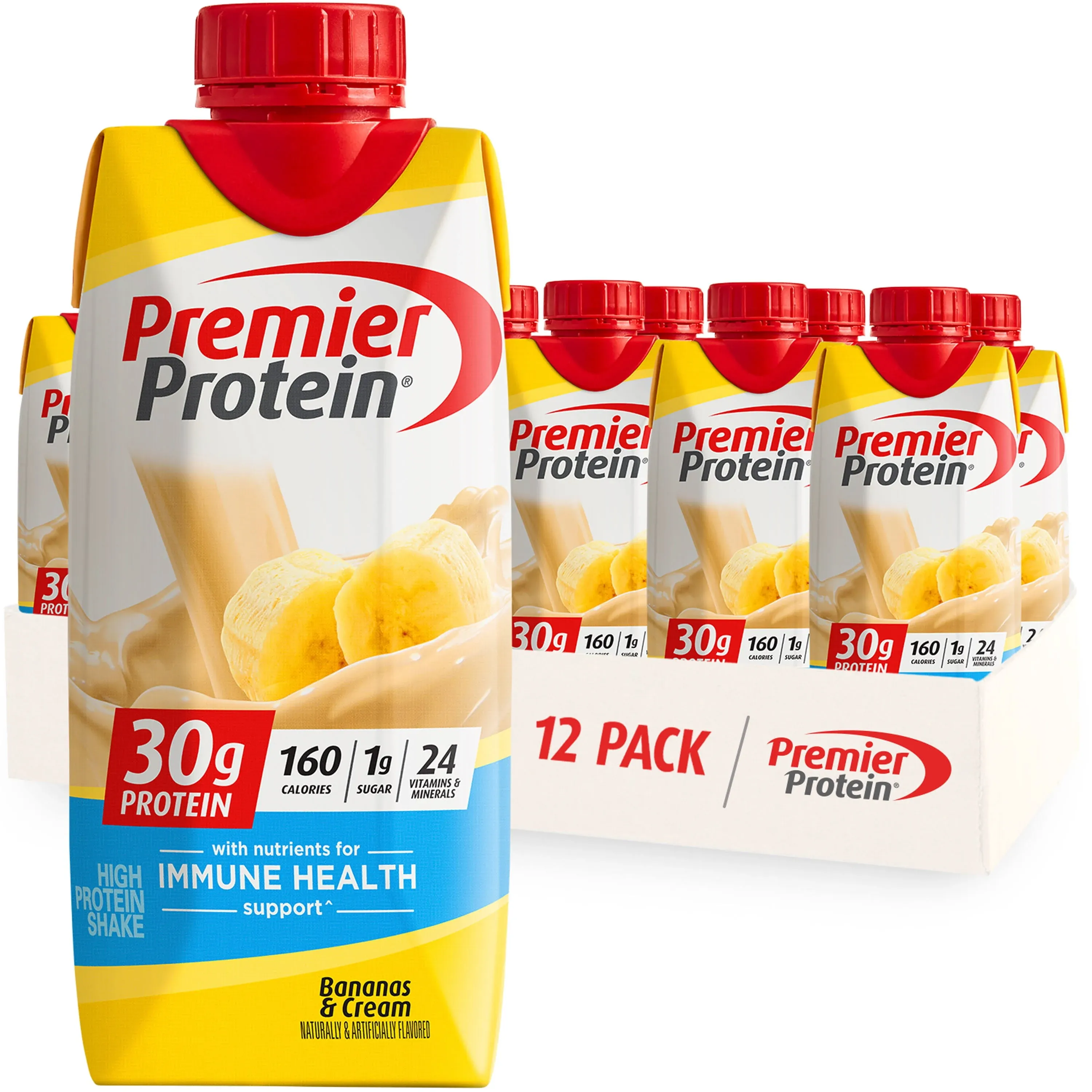 Premier Protein Shake, Bananas & Cream, 30g Protein, 12 ct