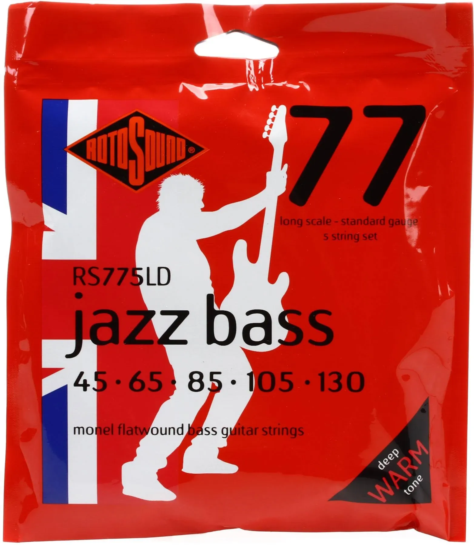 Rotosound RS775LD Jazz Bass 77 Monel Flatwound Bass Guitar Strings - 5 String