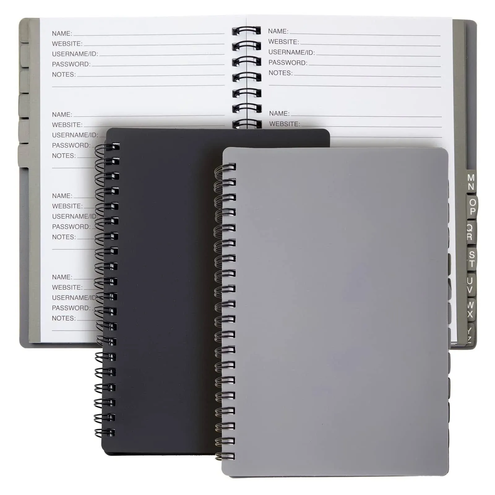 2-Pack Spiral Password Keeper Book with Alphabetical Tabs, Password Notebook