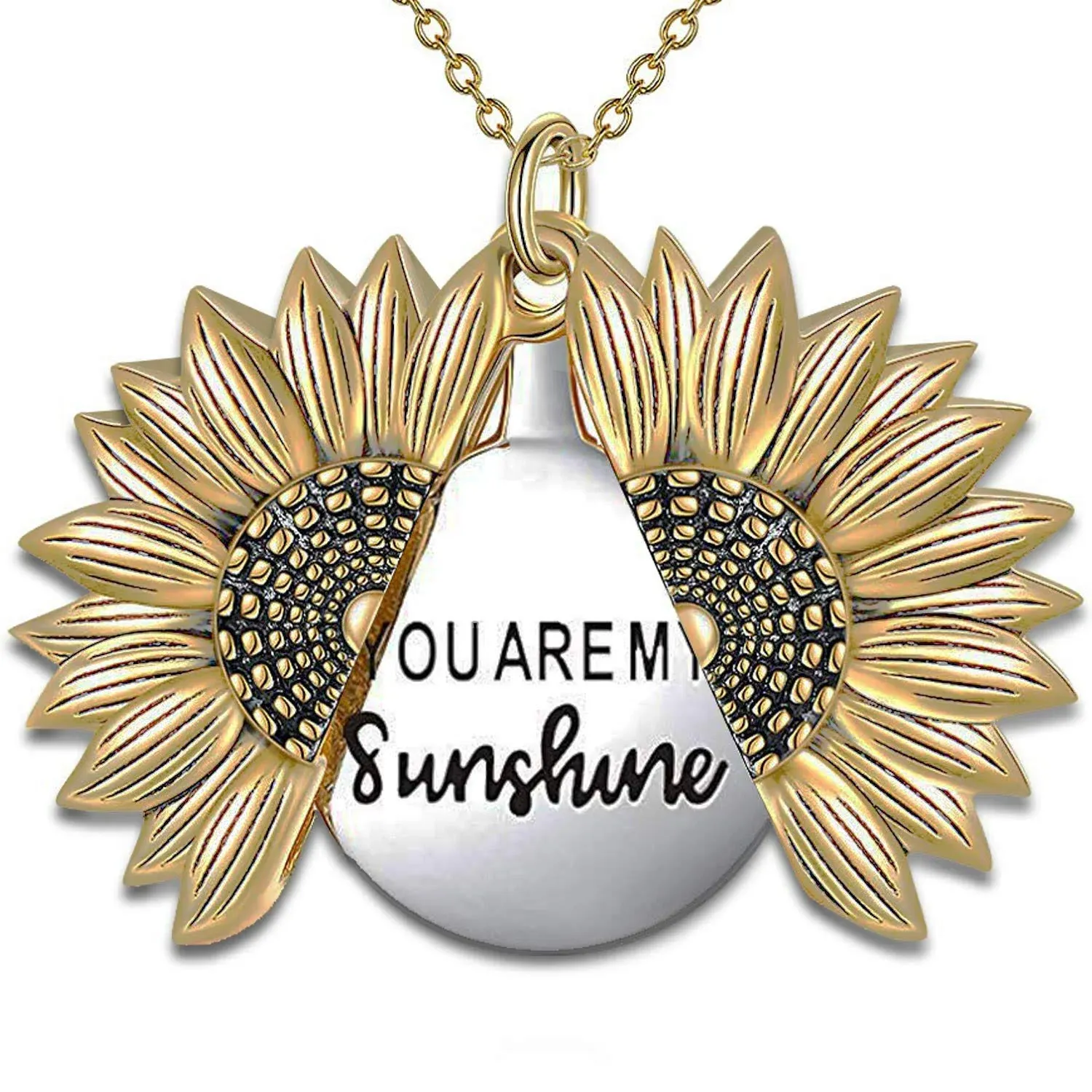 Engraved Necklace Teen Inspirational Sunflower Locket Necklace Jewelry for Teen Girls Birthday, Graduation, Friendship Gift