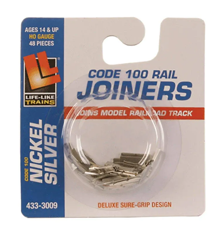 Life-Like Products 3009 Rail Joiners pkg(48) -- Nickel Silver For Code 100 Track, HO Scale