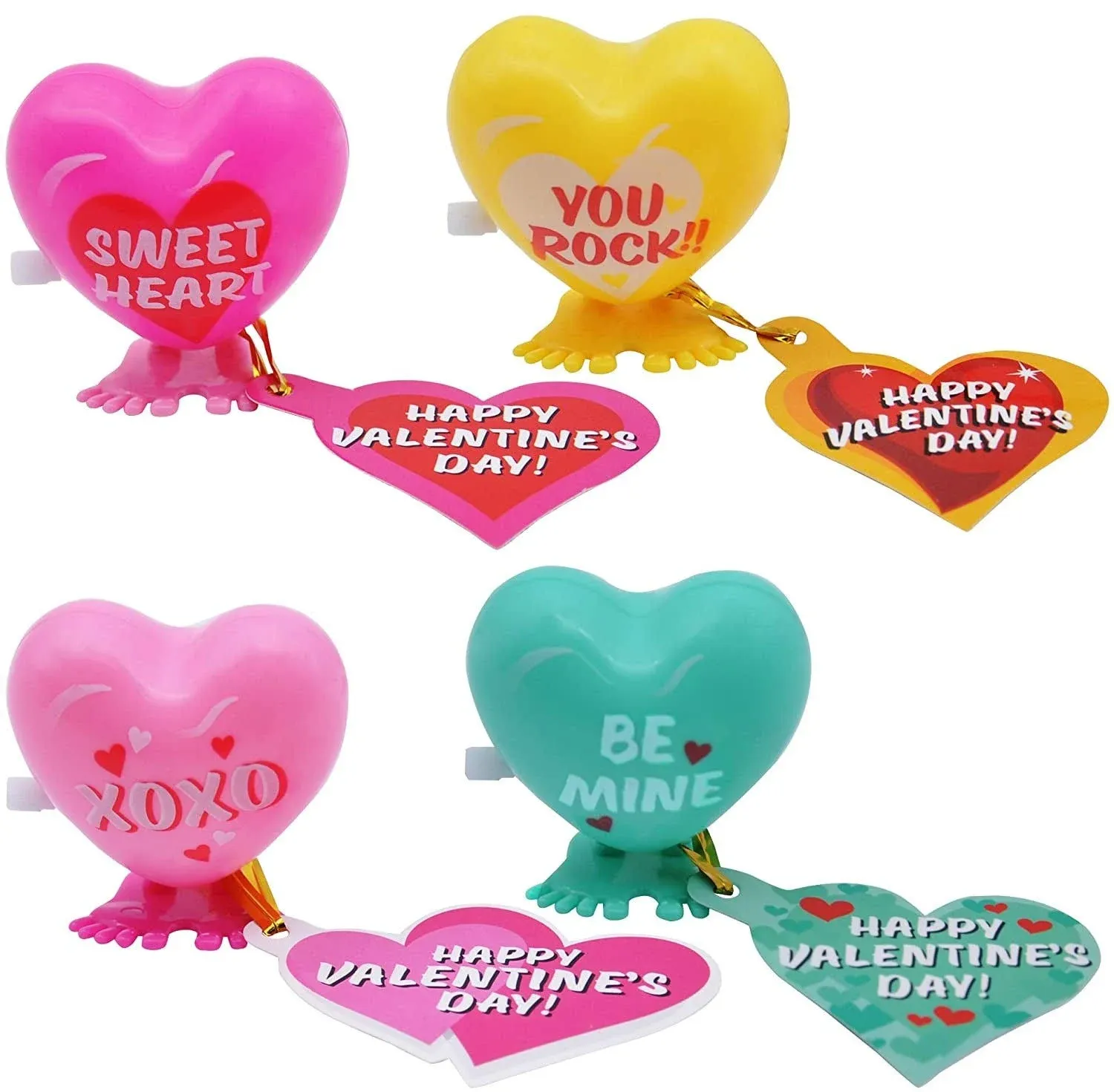 JOYIN 28 Pack Valentines Day Gift Cards with Gift Heart-Shaped Wind-up Toys ...