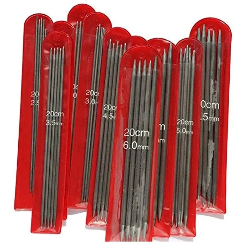 Z-Color 11 Sizes 55Pcs 7.9&#034; Double Pointed Stainless Steel Knitting Needles S...