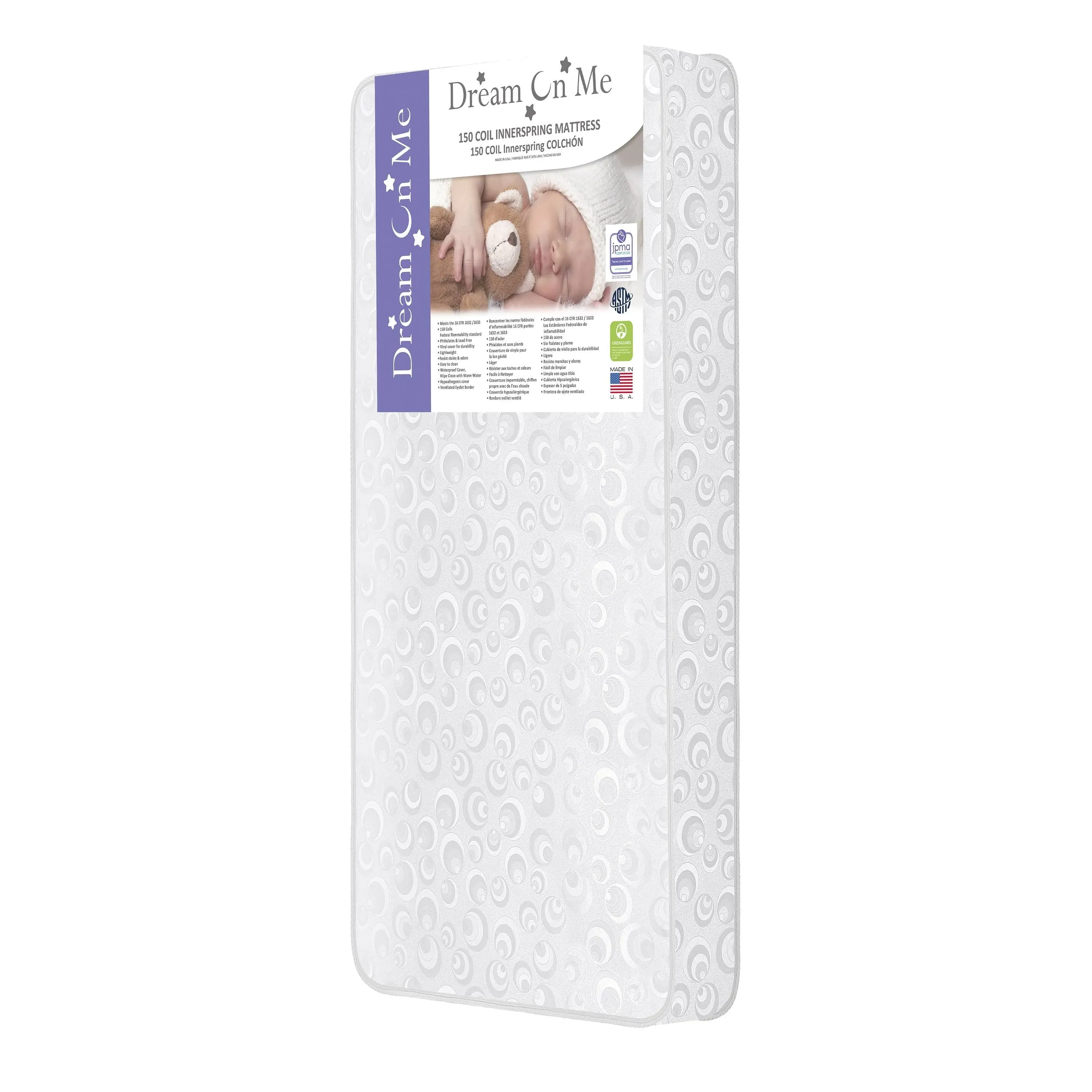 Dream On Me Juniper 150 Ultra Coil Crib & Toddler Two-layer Mattress I Greenguard Gold Certified I JPMA Certified