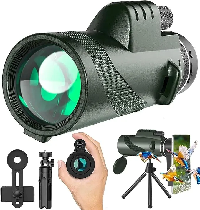 New 2023 80x100 High Powered Monoculars for Adults high Powered BAK-4 Prism and FMC Lens Monocular Telescope for Smartphone Monoculars for Bird Watching/Wildlife/Hunting/Hiking