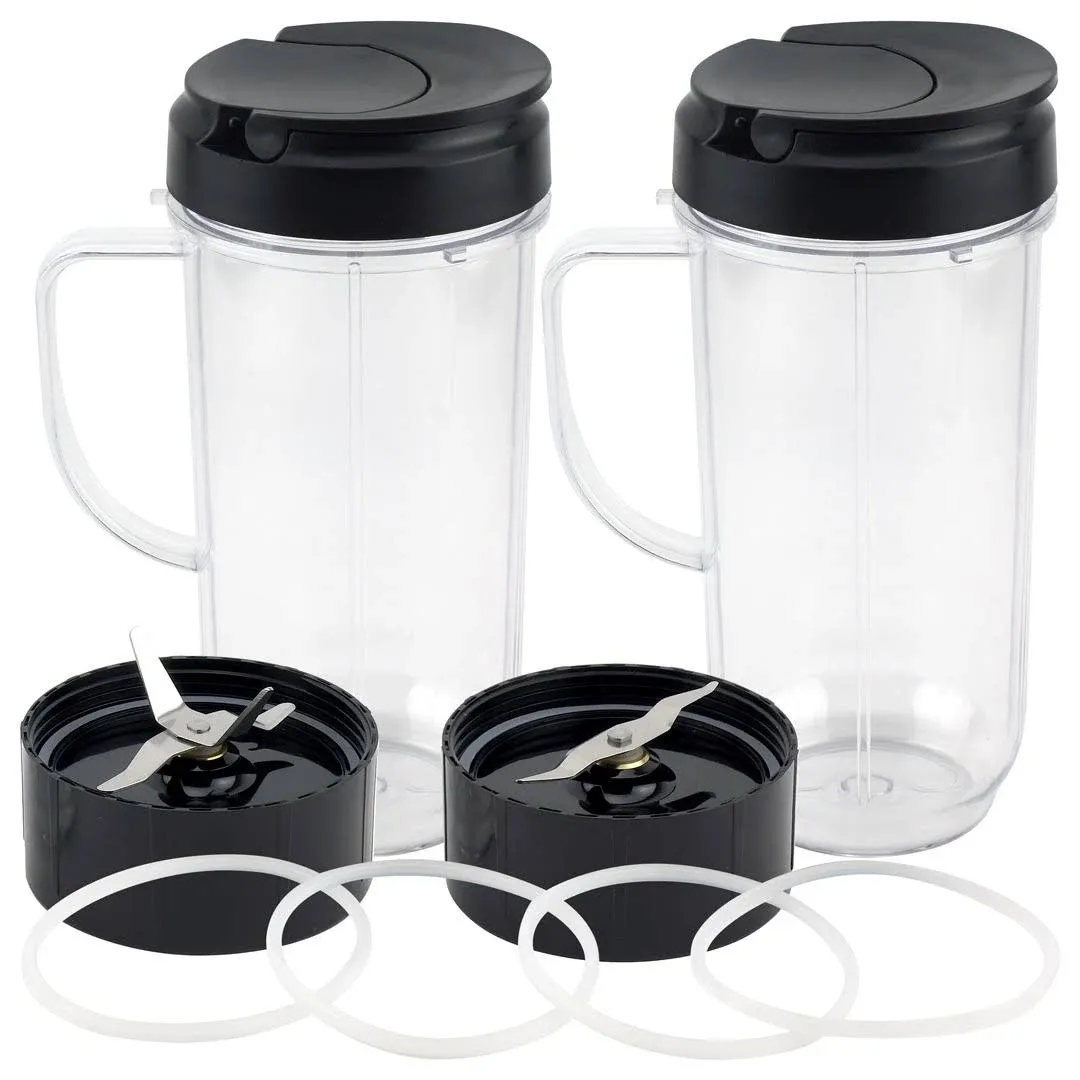 2 Pack 22 oz Tall Cup with Flip Top To-Go Lid, Cross Blade and Flat Blade ...