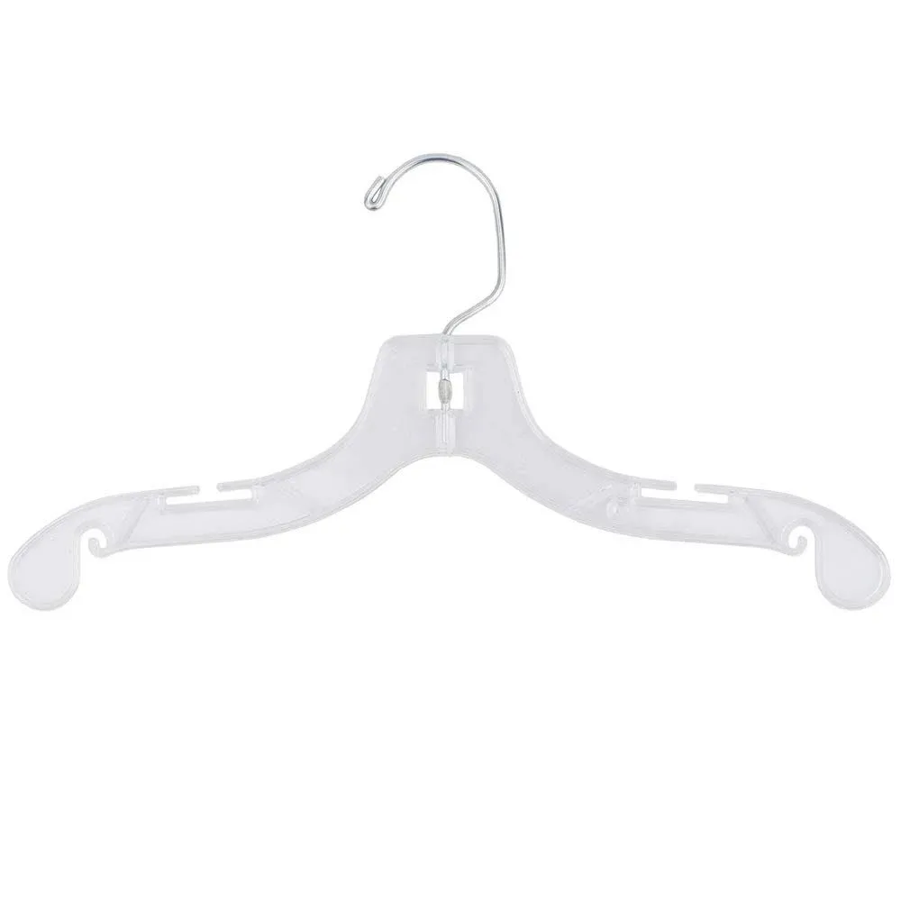 NAHANCO 12 inch Plastic Shirt Hanger, Clear (Pack of 100)