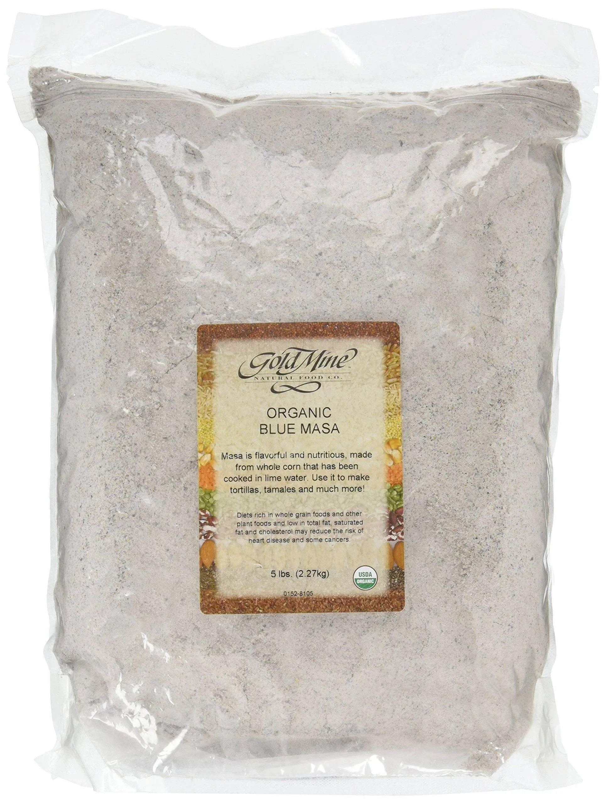 Gold Mine Blue Corn Masa Harina, Macrobiotic, Vegan, Kosher and Gluten-Free Flour for Healthy Mexican Dishes - 5 lbs, 80 oz