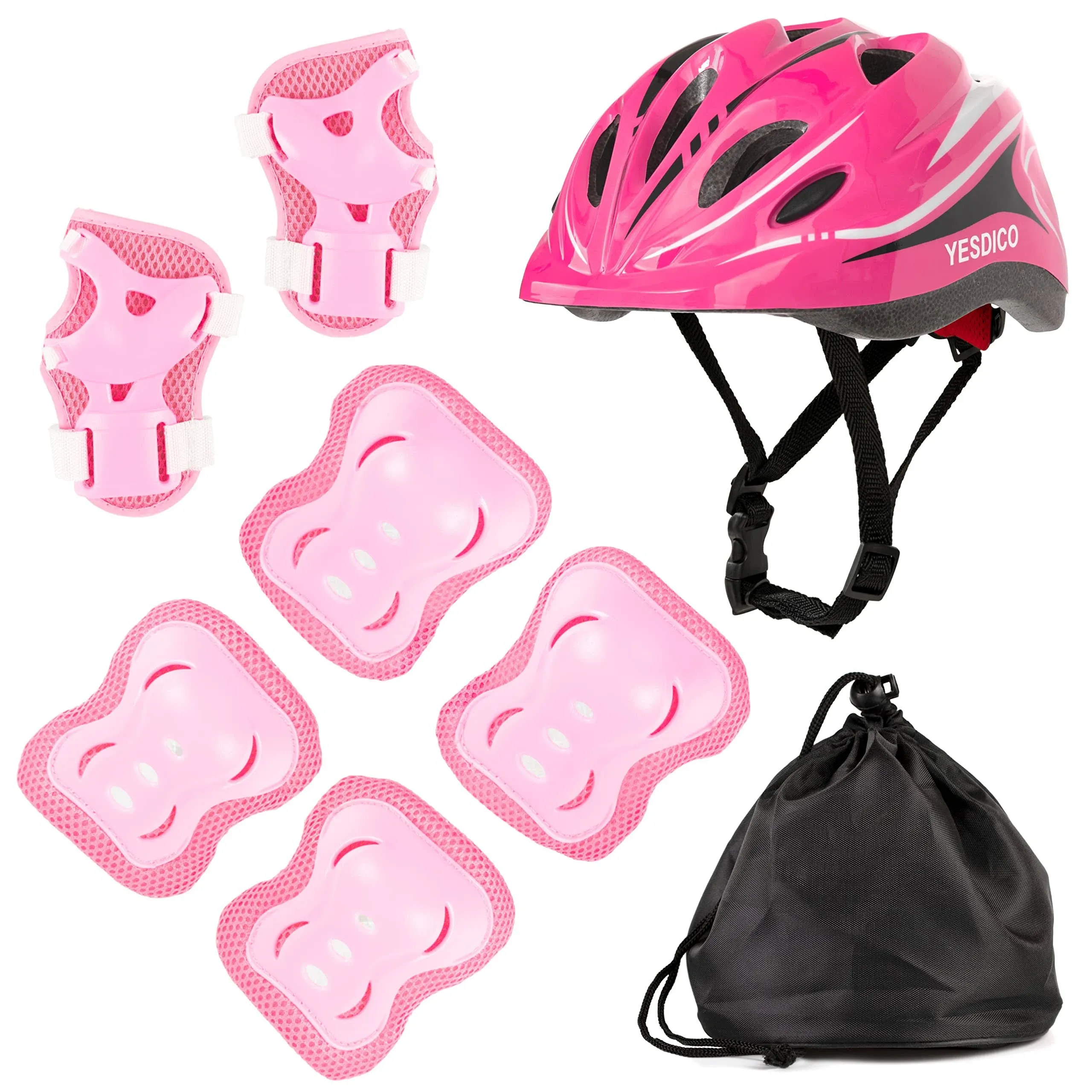 Kids Bicycle Helmet With 6pcs Knee Pads, Elbow Pads Wrist Guards