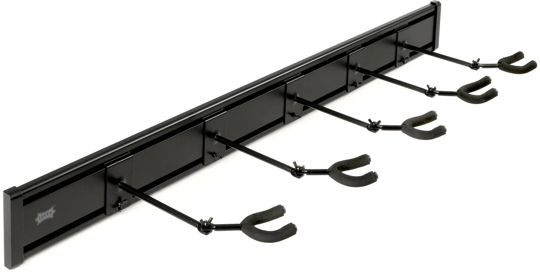  Leathers Wall Mounted 5-Space Slatwall Guitar Hanger Black (LVY 