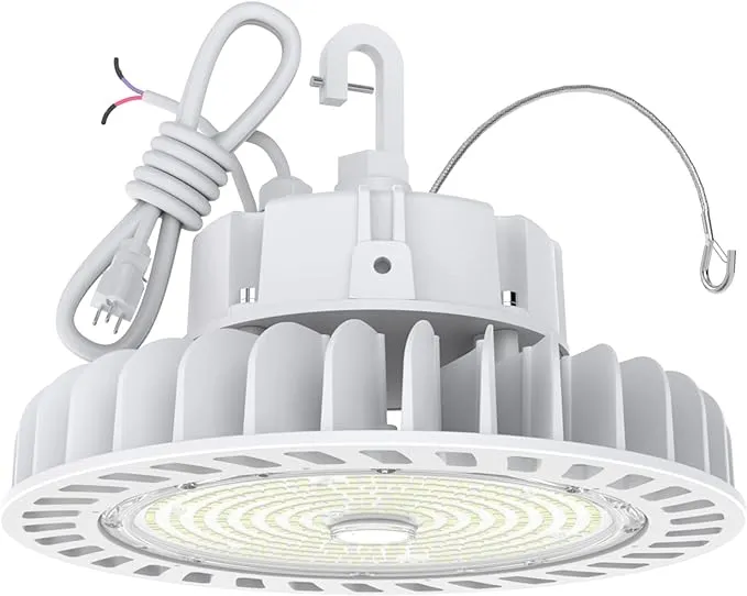 HYPERLITE High Bay Led Lights 250W 33,750LM(135lm/w) 5000K CRI>80 1-10V Dimmable 5' Cable with 110V Plug Hanging Hook Safe Rope UL Listed High Bay Led Lighting for Stadium Exhibition Hall