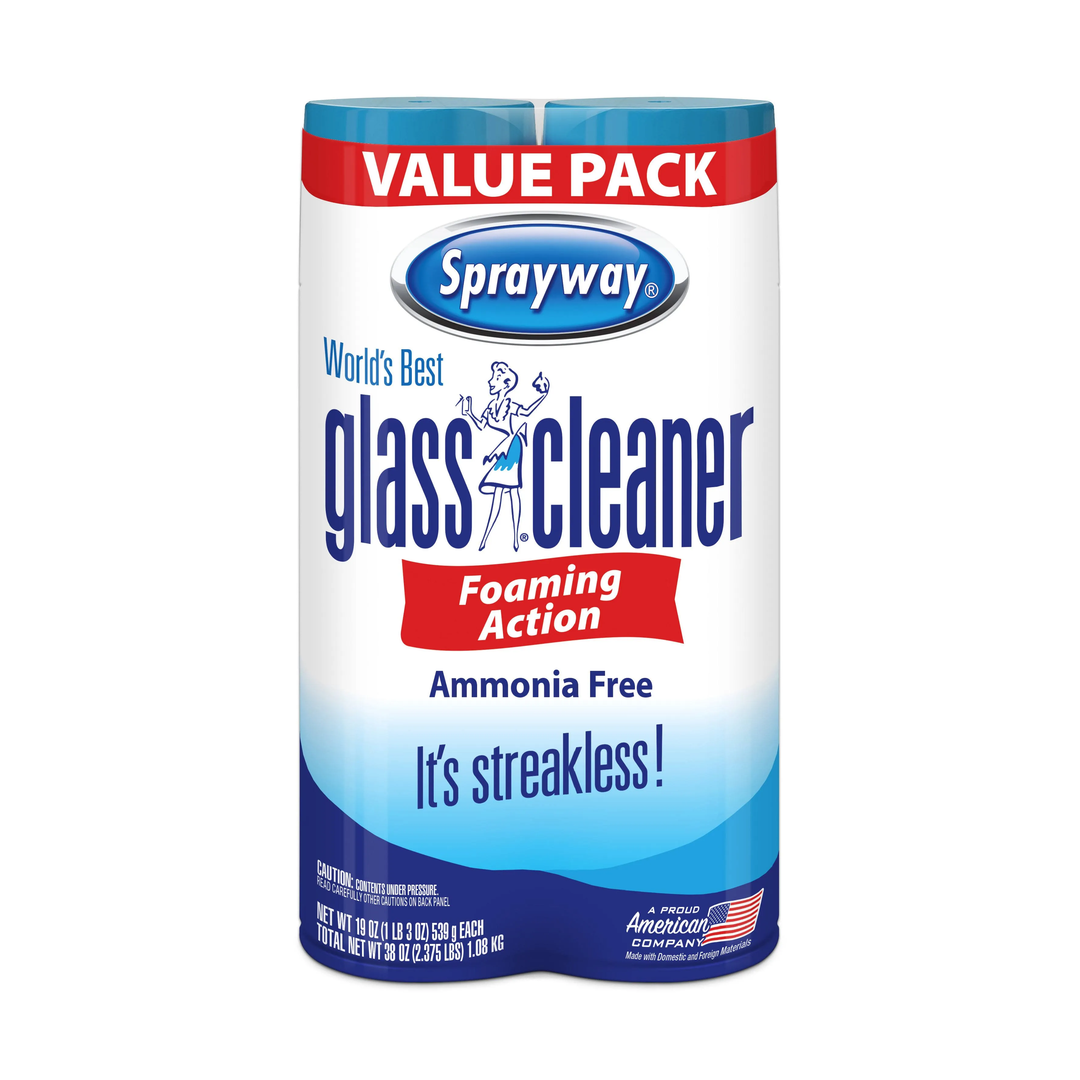 Sprayway Glass Cleaner, Foaming Action, Value Pack - 2 pack, 19 oz