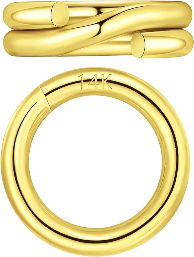 14K Solid Gold Split Ring OD=5mm ID=3.5mm AU585 20.5 Gauge Round Real Gold Key Ring 585 Jump Ring for Jewelry Making Qty=1 (14K Yellow Gold-5mm)