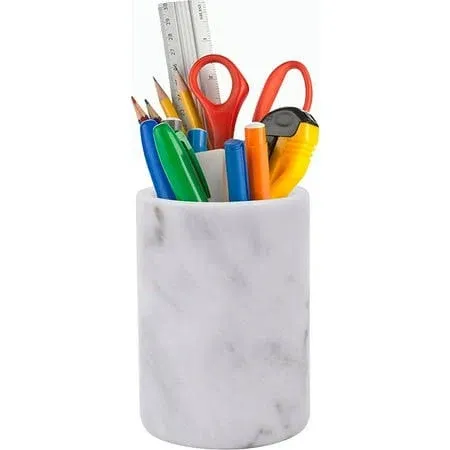 Radicaln Desk Organizer White Natural Marble Pen Holder for Desk Organizer Set ...