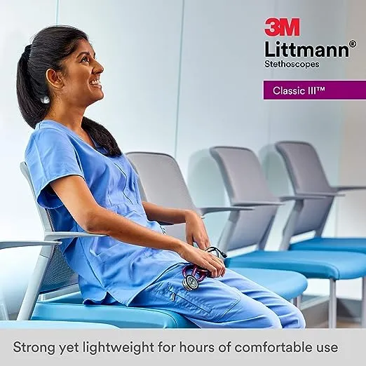 3M Littmann Classic III Monitoring Stethoscope, 5873, More Than 2X as Loud*, Weighs Less**, Stainless Steel Smoke-Finish Chestpiece, Grey Tube, 27" Violet Gray Stem, and Smoke Headset