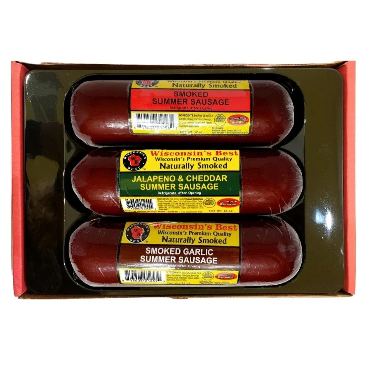 Wisconsin's BEST, Smoked Summer Sausage Sampler Gift Basket - Features Original ...