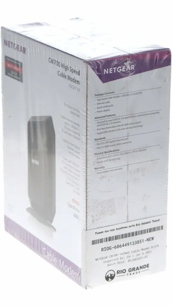 NETGEAR Cable Modem DOCSIS 3.0 (CM700-1AZNAS) Compatible with All Major Cable Providers Including Xfinity, Spectrum, Cox, For Cable Plans Up to 800 Mbps 