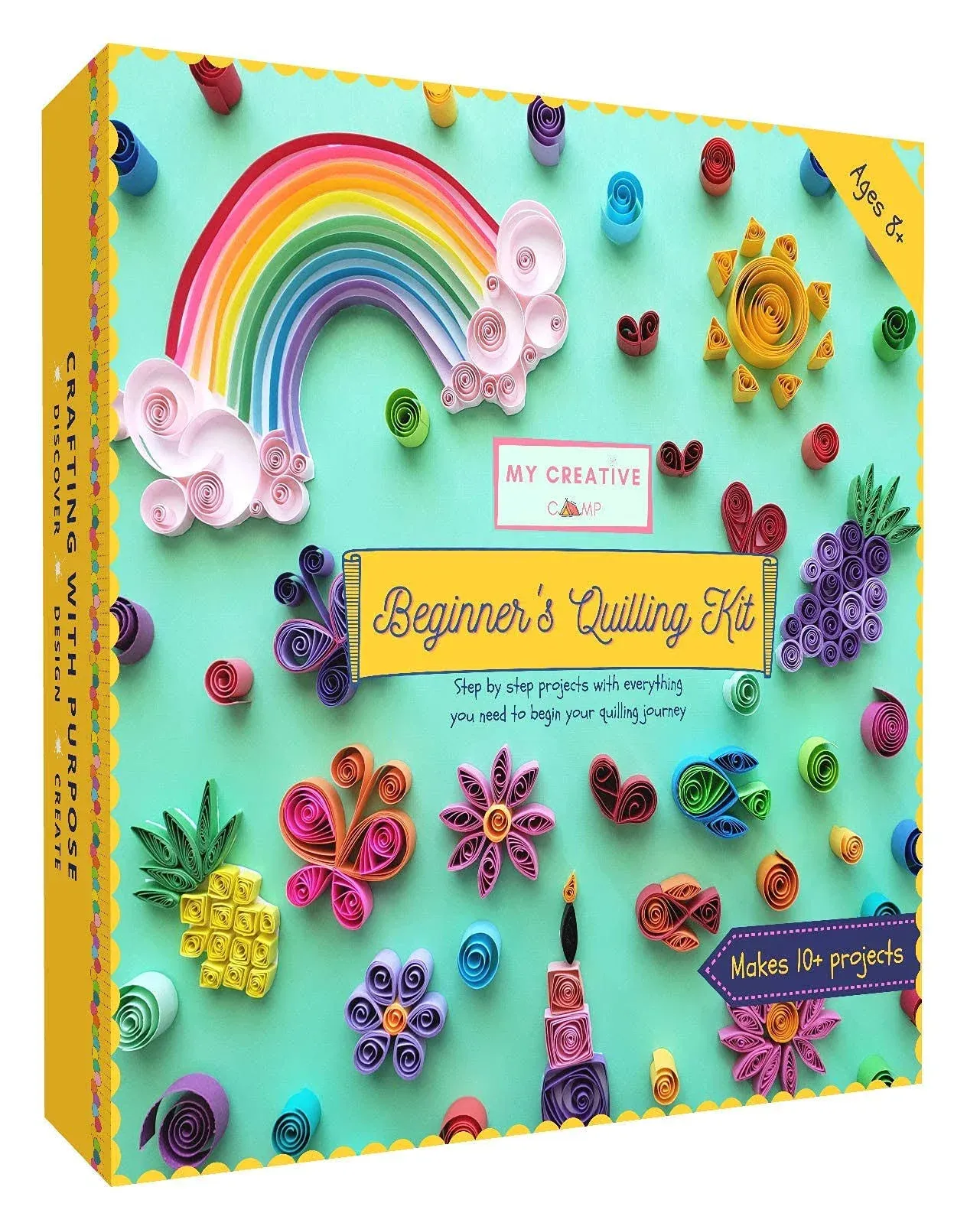 MY CREATIVE CAMP® Beginner's Quilling Kit for Kids and Adults, DIY Craft Kit for Kids and Adults, Paper Quilling Kit for Beginners with Tools, Instructions & Storage Box, Makes 10+ Fun Projects