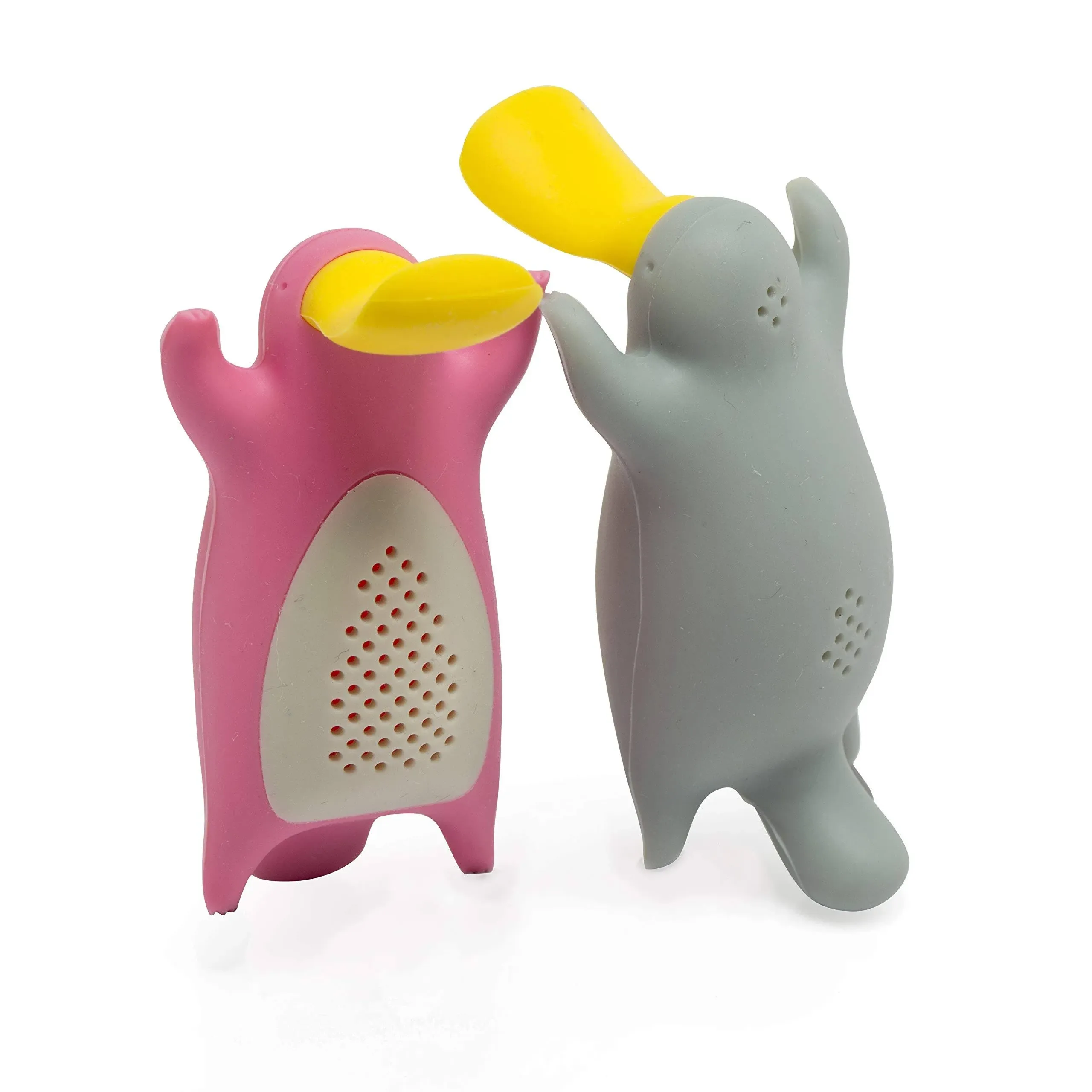 Platypus Tea Infuser Gift Set for Loose Leaf Tea, Cute Tea Steeper Pair in Lovely Gift Box, Ideal Couples Gift, Set of 2, Grey and Pink