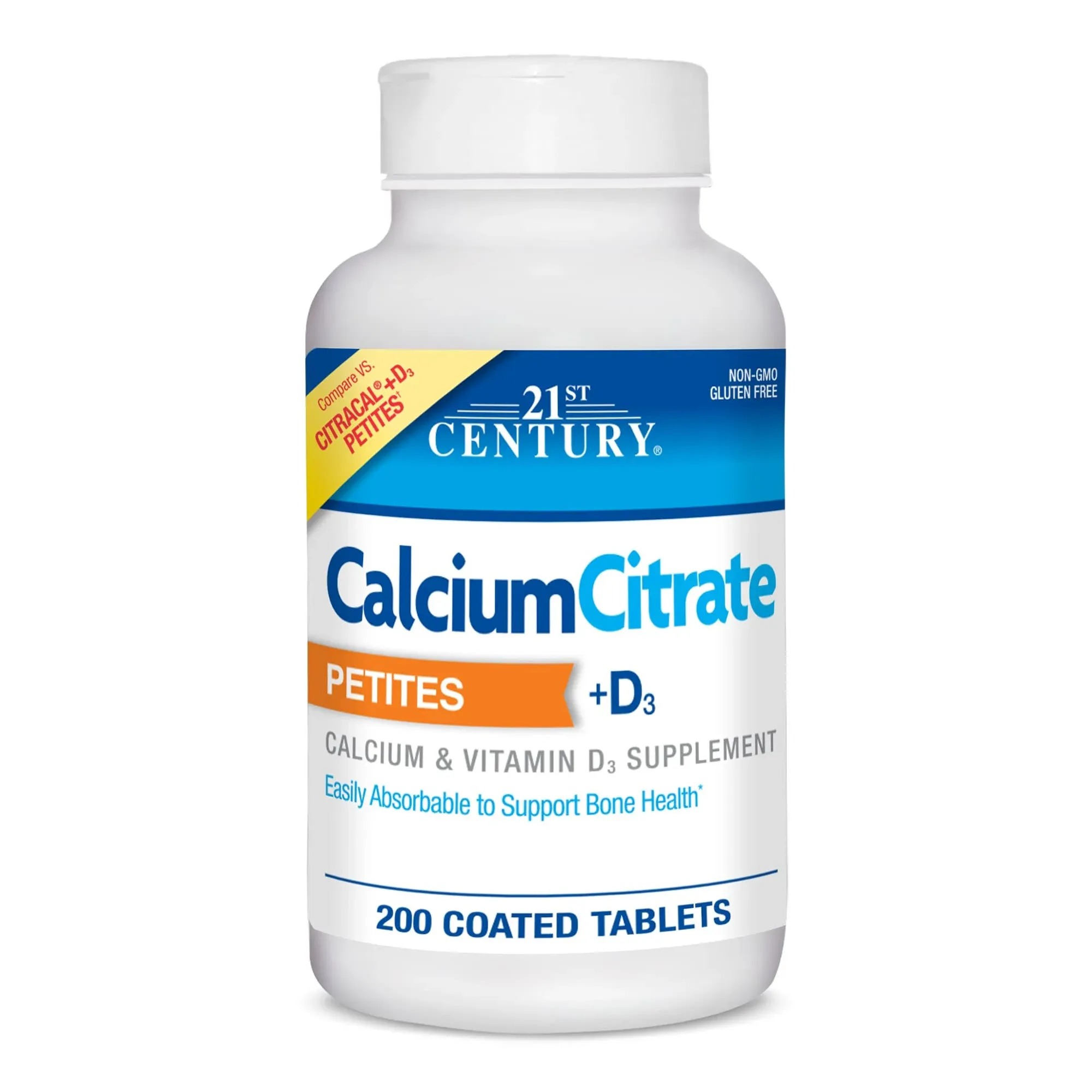 21st Century, Calcium Citrate Petites + D3, 200 tabletek powlekanych