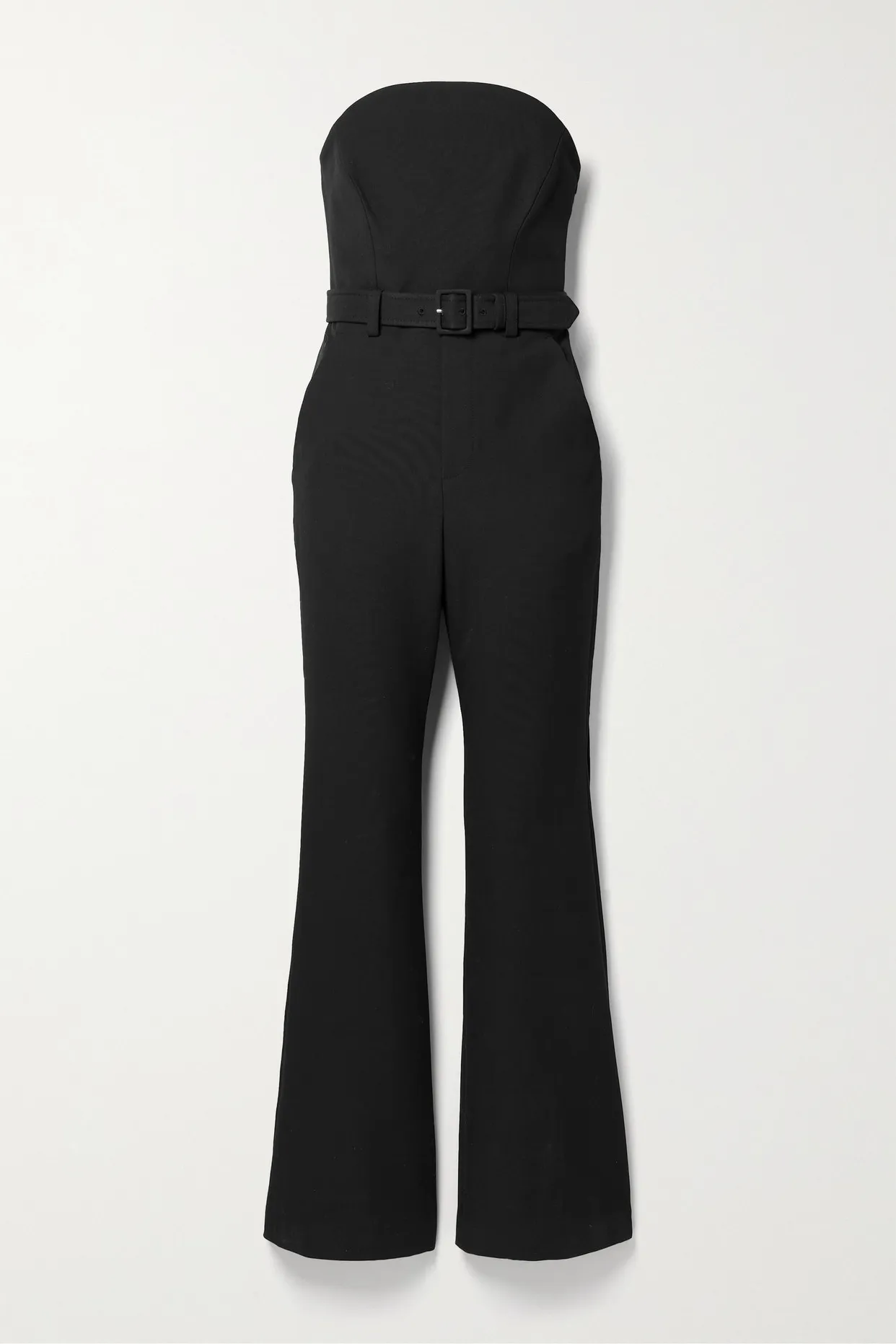 KATE STRAPLESS BELTED TWILL JUMPSUIT