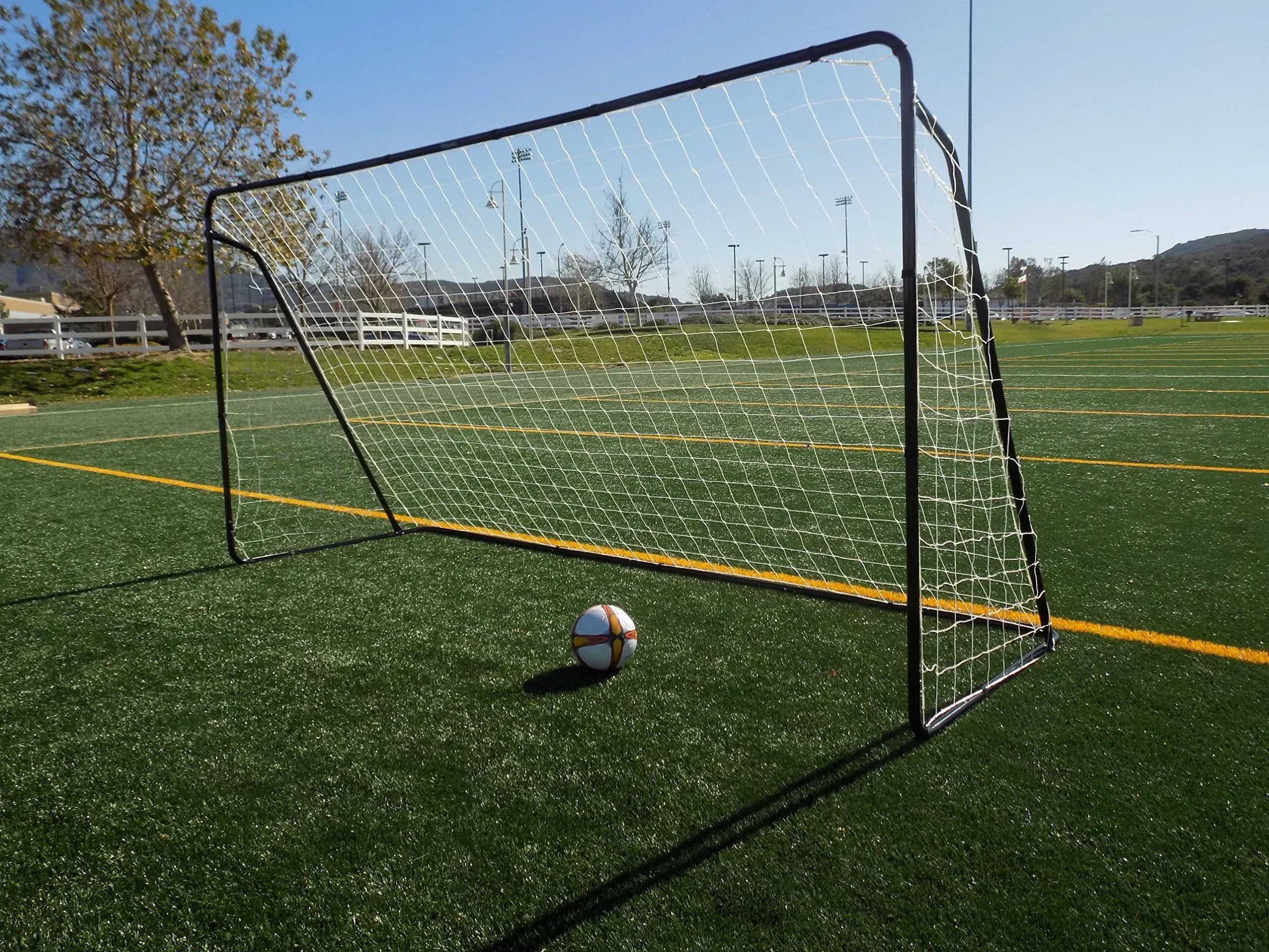 Vallerta 12 x 6 Ft. Powder Coated Galvanized Steel Soccer Goal w/Net. 12x6 Foot Ayso Regulation Size Portable Training Aid. Ultimate Backyard Goal