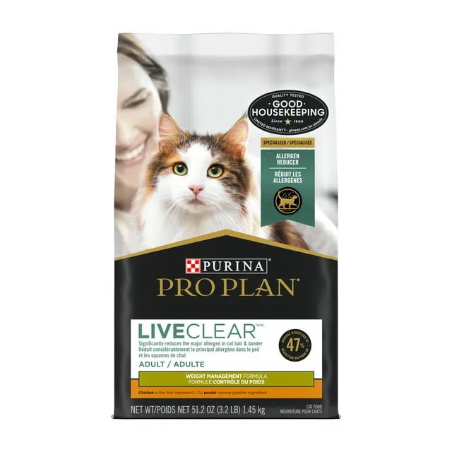 Purina Pro Plan LiveClear Weight Control Adult Weight Management Formula Cat Food 3.2-lb