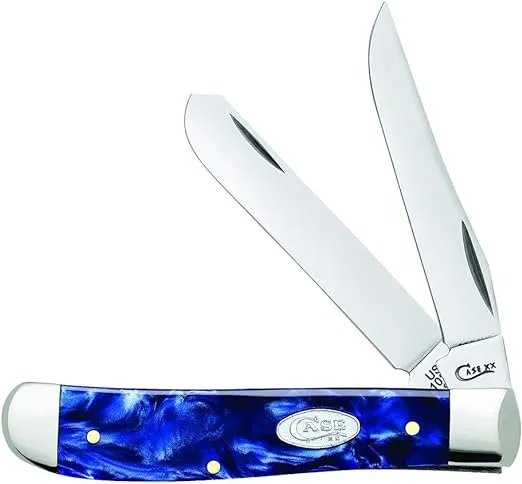 Case WR XX Pocket Knife Mini Trapper Sparxx Blue Pearl Kirinite Item #23432 - (10207 SS) - Length Closed: 3 1/2 Inches