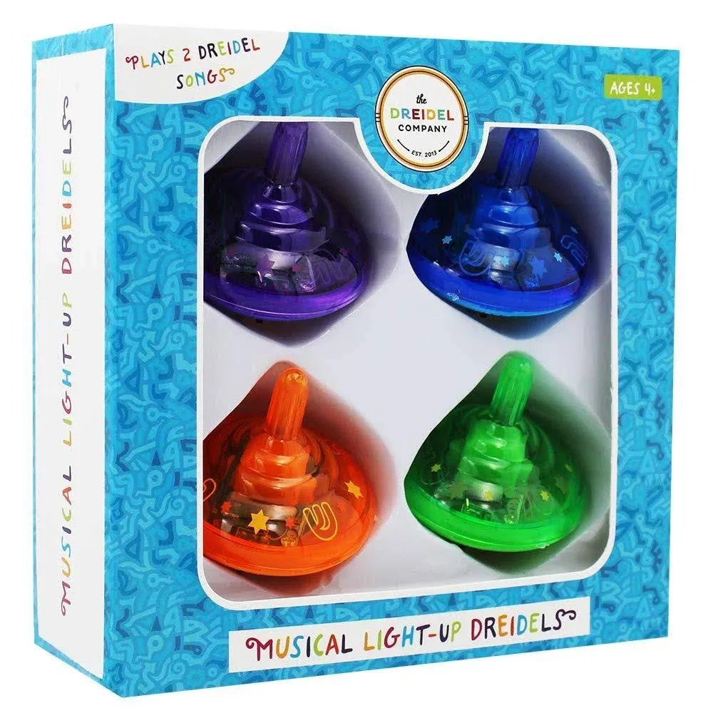 The Dreidel Company Hanukkah Musical Light Up Dreidel Spinning Tops Set