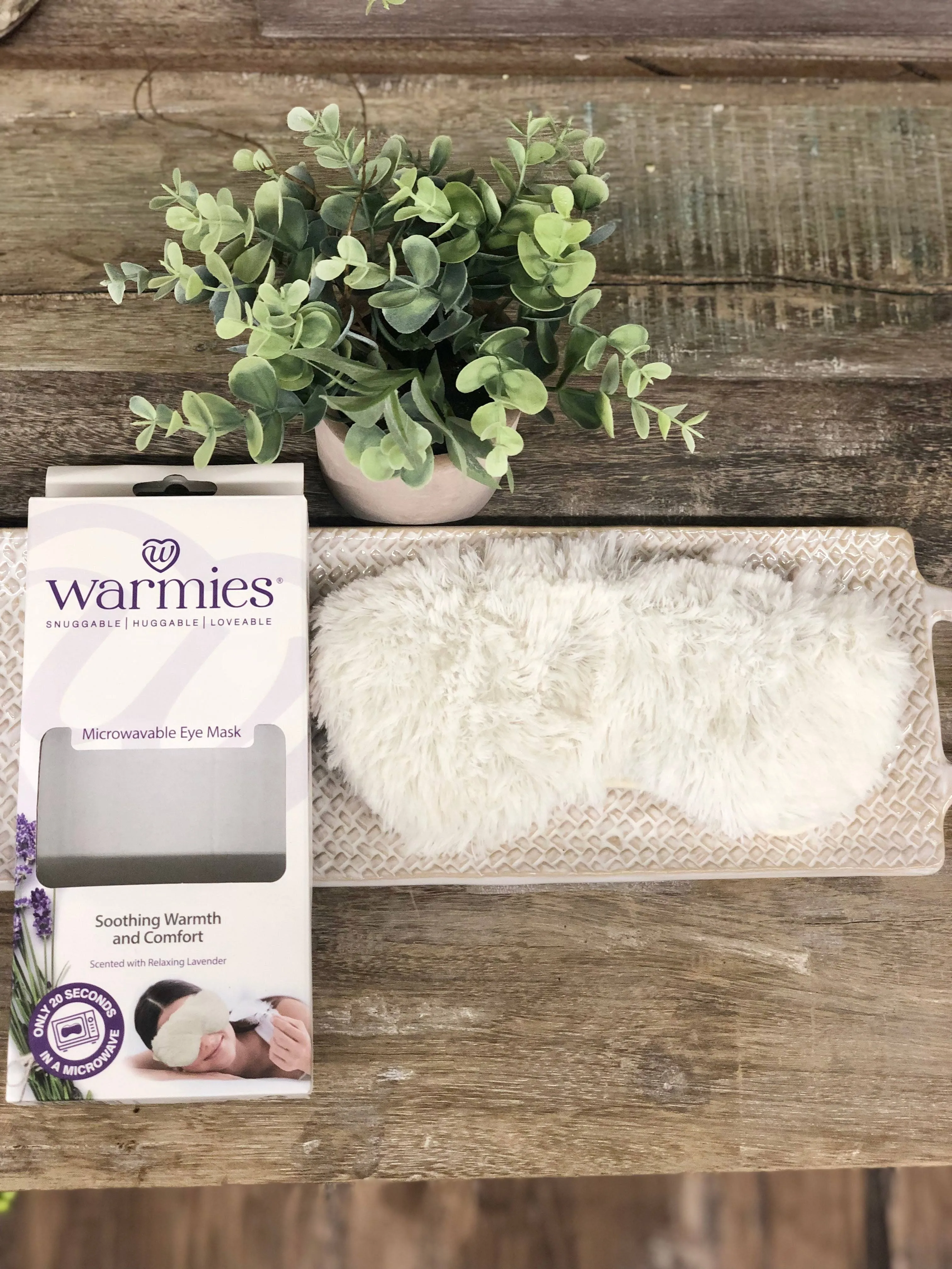 Warmies Microwaveable Eye Mask Lavender Scent Soothing Fuzzy Ivory