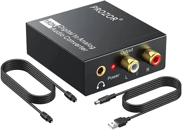 PROZOR 192kHz Digital to Analog Audio Converter DAC Digital SPDIF Optical to Analog L/R RCA Converter Toslink Optical to 3.5mm Jack Adapter for PS3