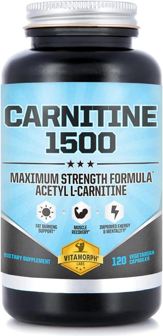 Carnitine 1500 - Acetyl L-Carnitine 1500mg Maximum Strength Carnitine Supplement - Supports Energy, Memory, Focus and Weight Loss Management - 120 Vegetarian Capsules