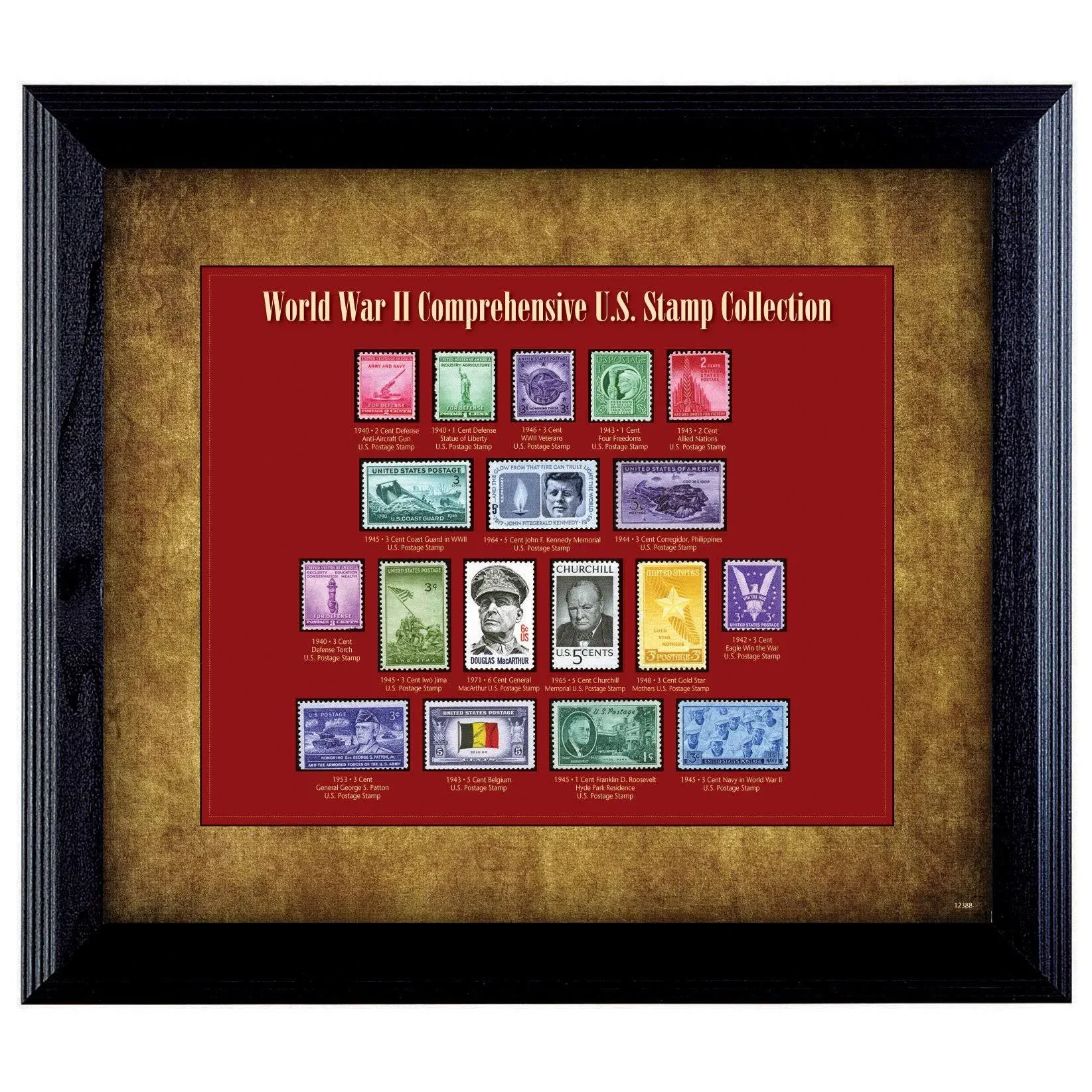 American Coin Treasures World War II Framed Stamp Collection