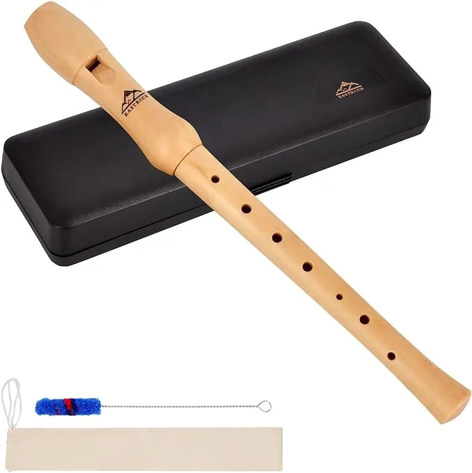 Eastrock Recorder Instrument for Kids Adults Beginners Maple Wood C Key Soprano Recorder German Style 2 Piece With Hard Case