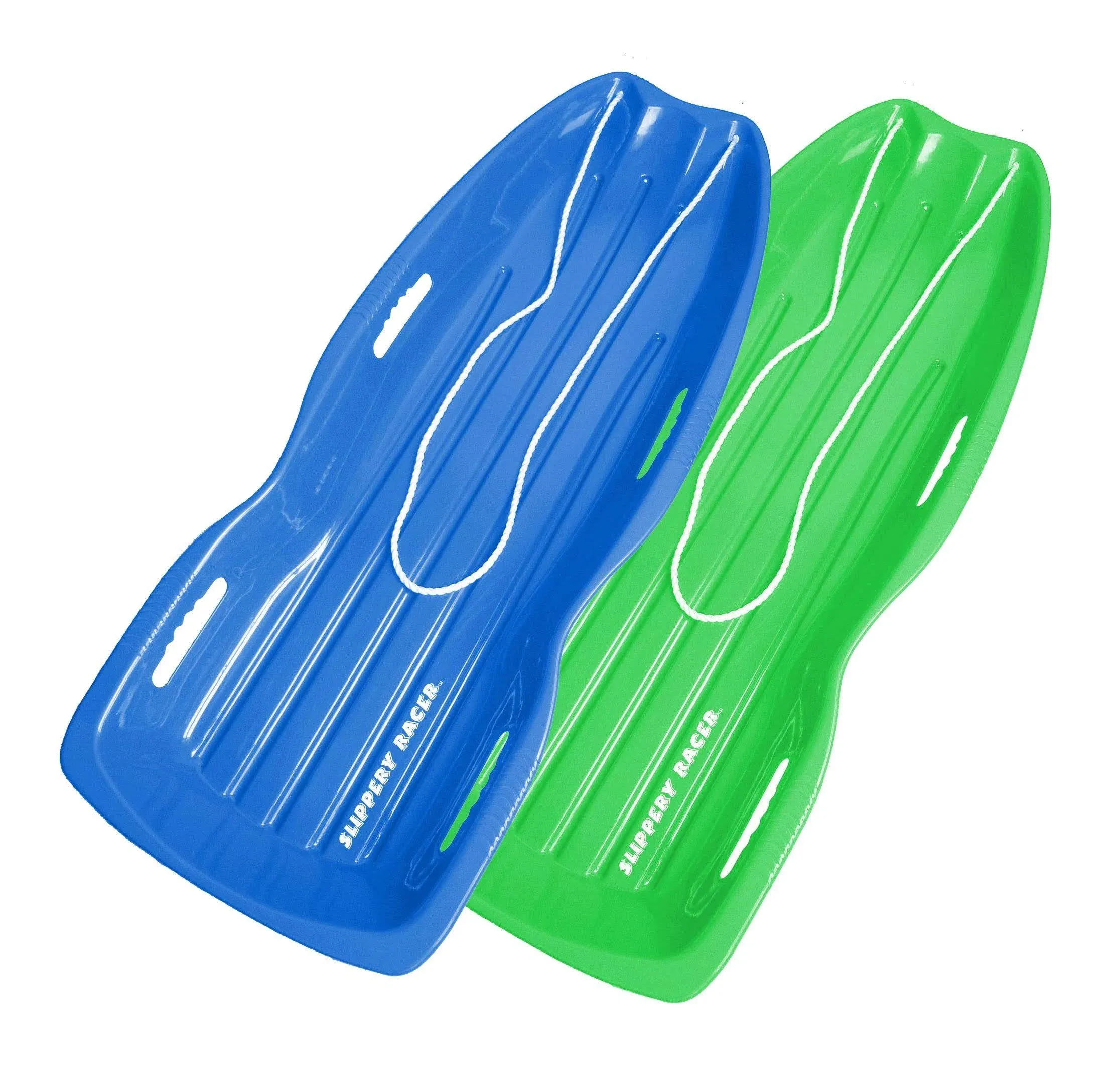 Slippery Racer Downhill Toboggan Snow Sled, Twin Pack - 1 - Blue / 1 - Green