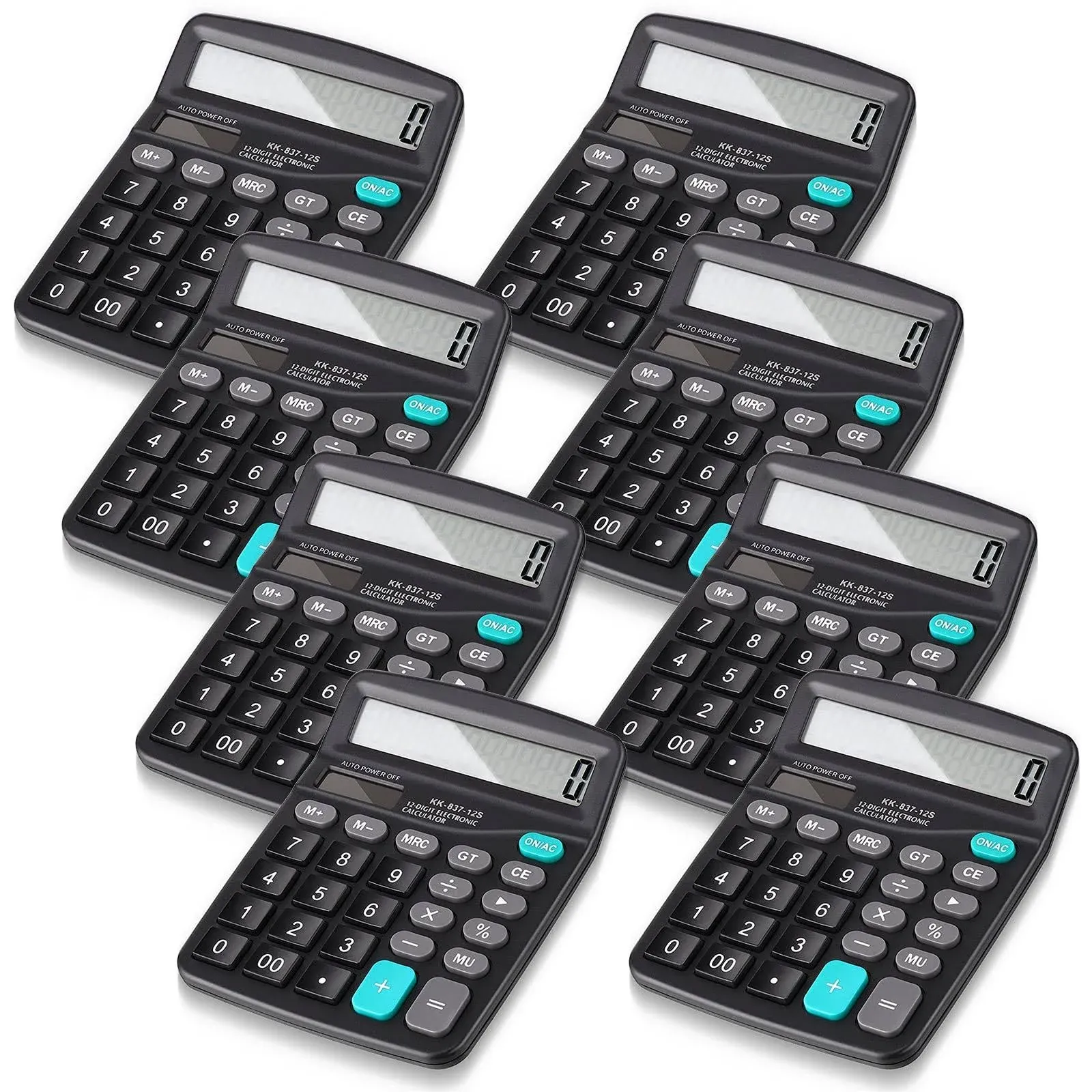 Konohan 8 Pieces 12-Digit Calculator, Solar Basic Desktop Calculator Large Display Electronic Calculators Dual Power Handheld