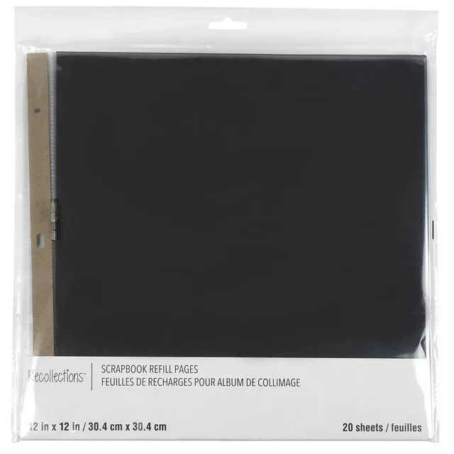 12”; x 12”; Black Scrapbook Refill Pages by Recollections™