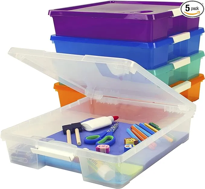 Storex Stack & Store Box 12x12 Assorted Colors (Case of 5)