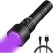 TATTU U2 UV Flashlight Rechargeable 395nm Black Light Torch Blacklight 10W Ultraviolet LED Lamp with Micro USB Charging Cable