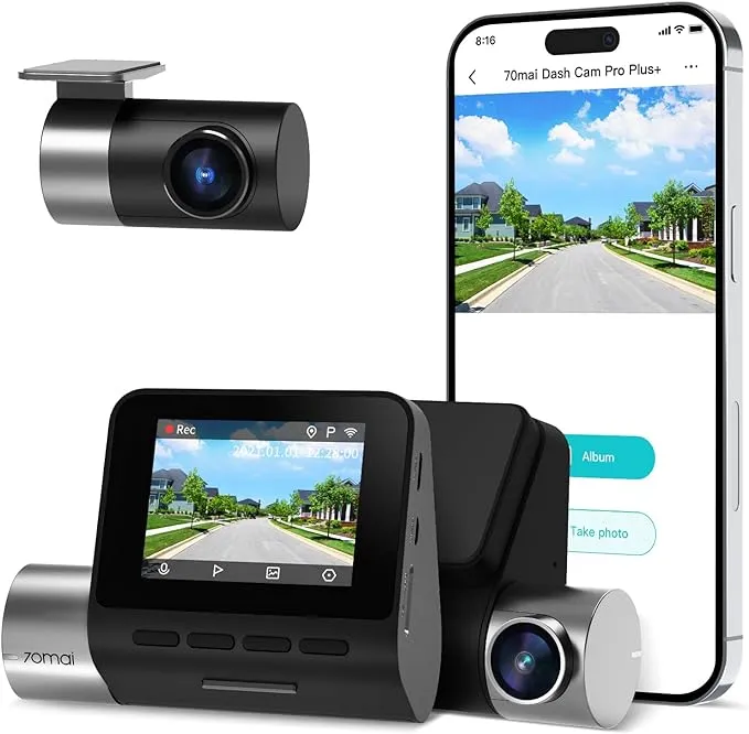 70mai True 2.7K Front-Dashcam A500S, 1944P UHD mit Sony IMX335, integrierte WiFi-GPS-Smart-Dash-Kamera für Autos, optionale hintere Dashcam, ADAS, 5,1 cm IPS-LCD-Bildschirm, 140° Weitwinkel, WDR,