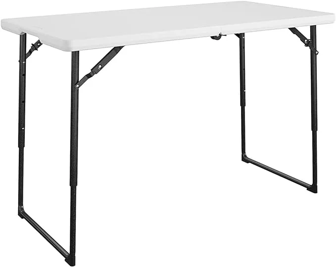 CoscoProducts Deluxe 8 foot x 30 inch Fold-in-Half Blow Molded Folding Table, Black