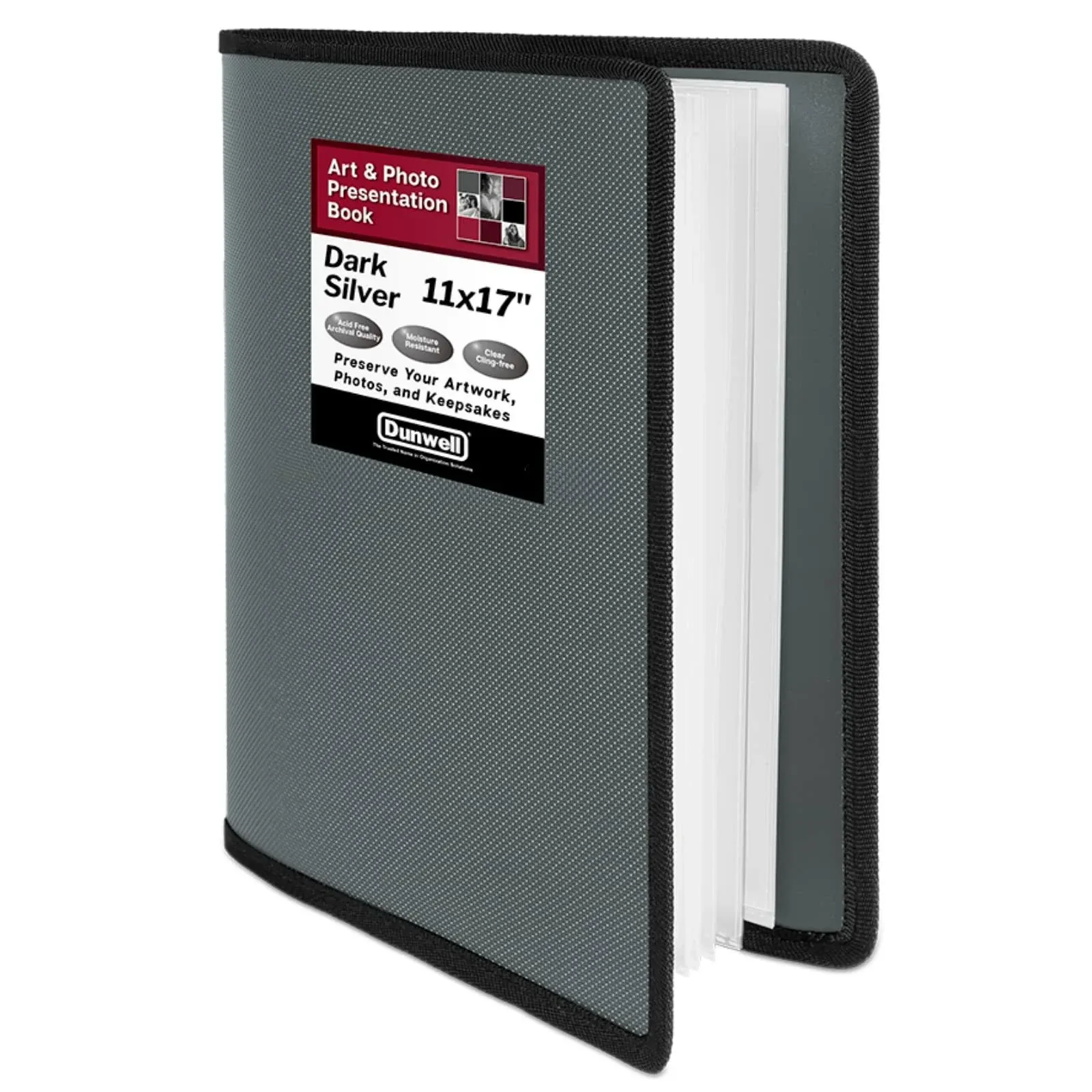 Dunwell 11x14 Art Portfolio Binder with Mounting Paper - (Black) Large Portfolio Folder for Artwork Displays 48 Pages, 11 x 14 Presentation Folder with Plastic Sleeves, Portfolio Binder Organizer