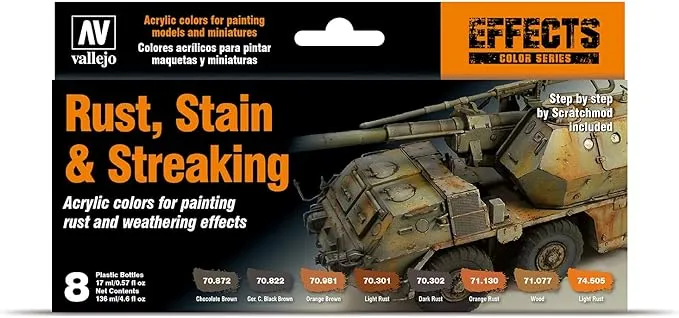 Vallejo Rust, Stain and Streaking Set Paint Set